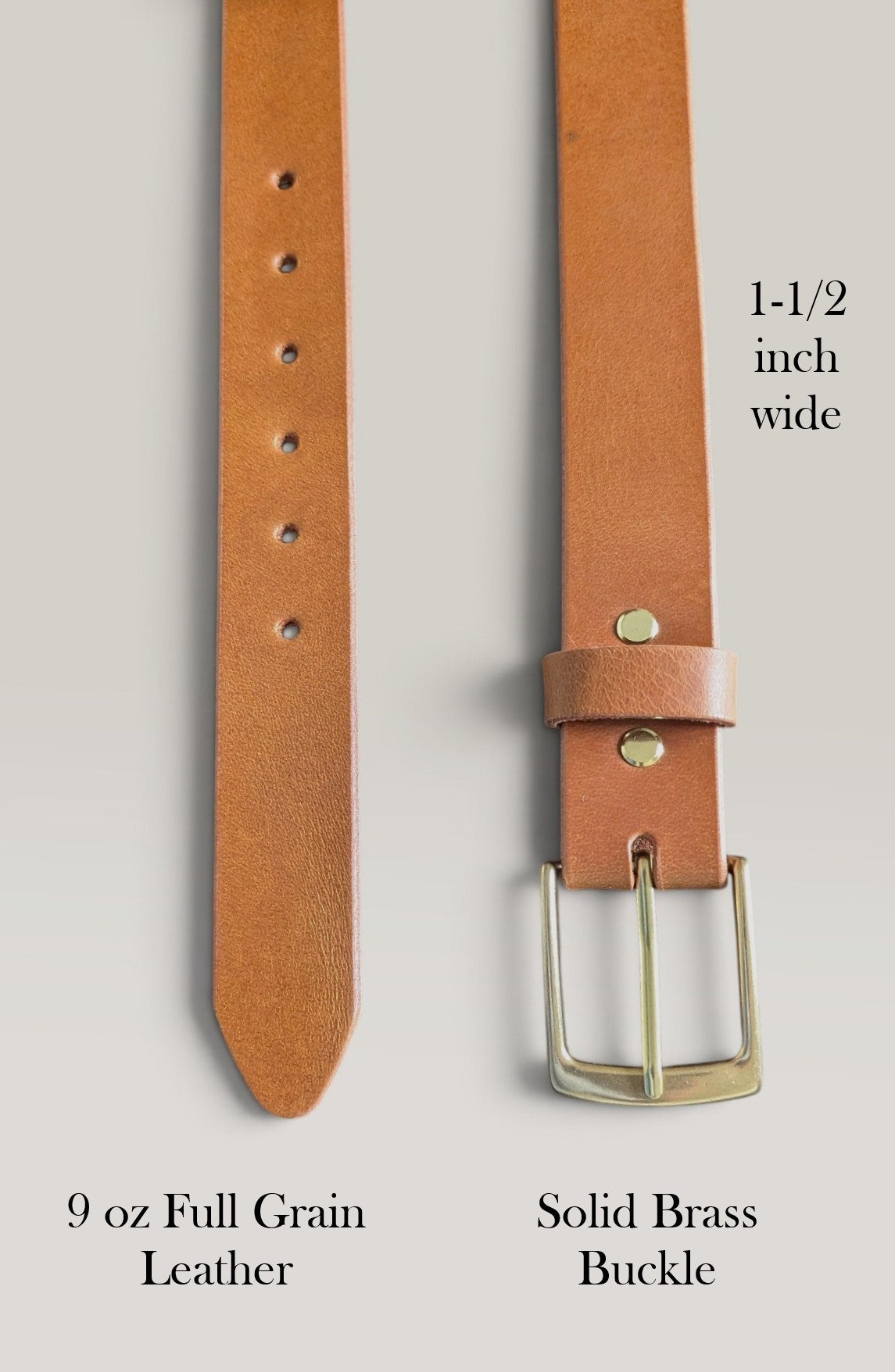 Brass Formal Belt - Brass With Black Leather (1-1/2 inch)