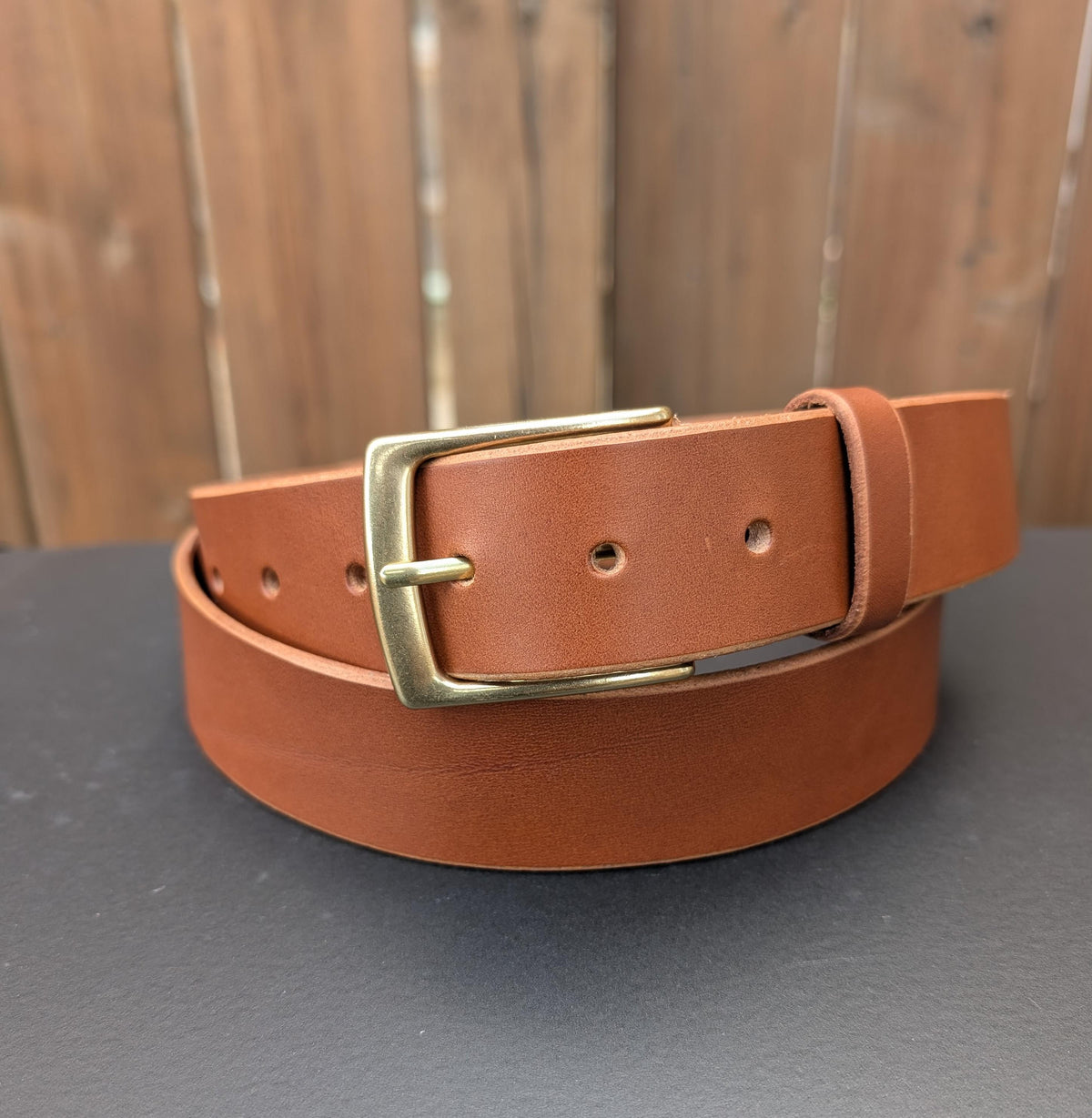 Formal Brass Buckle Belt - Espresso Brown (1-1/2 inch)
