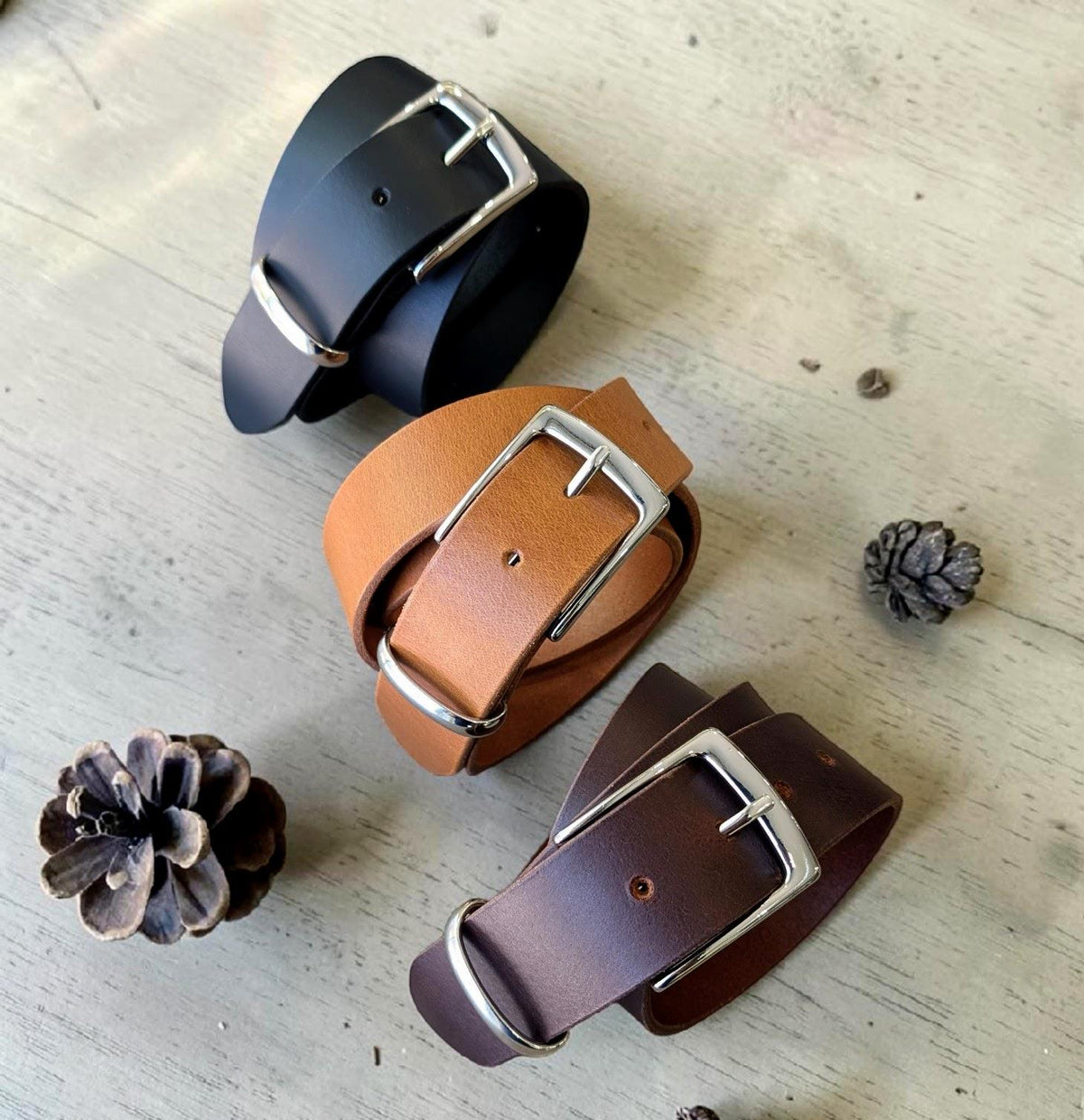 Formal Leather Belt - Nickle plated Brass Buckle with Metal Loop
