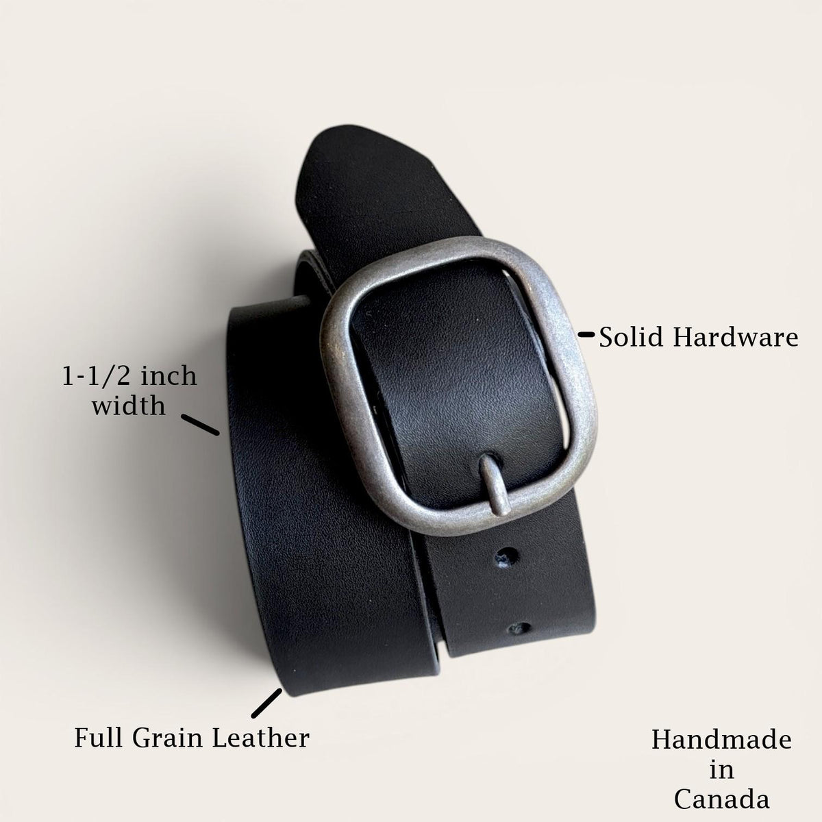 Oval Buckle Belt - Black with Antique Brass