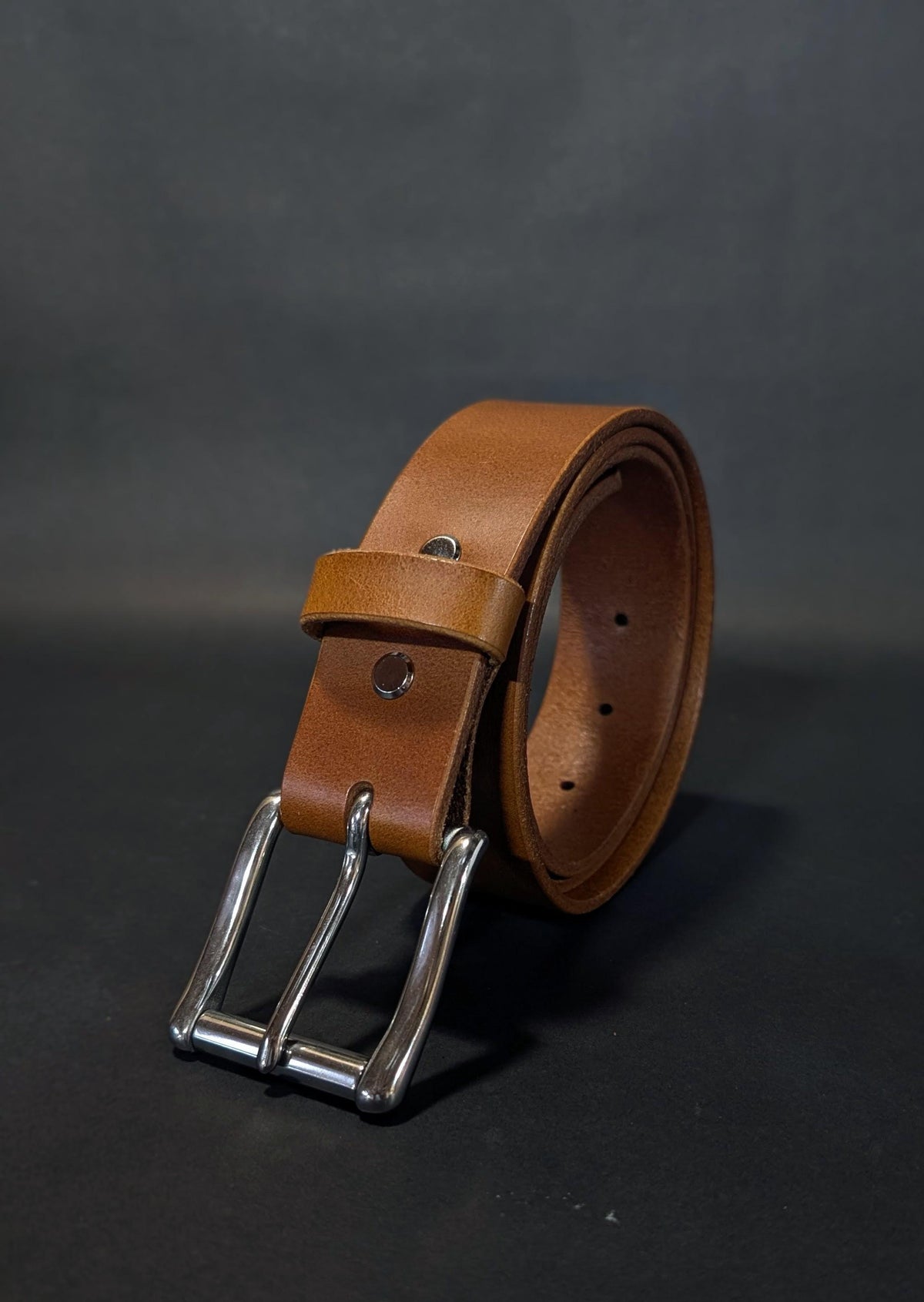 Stainless Steel Roller Buckle Belt - Tan