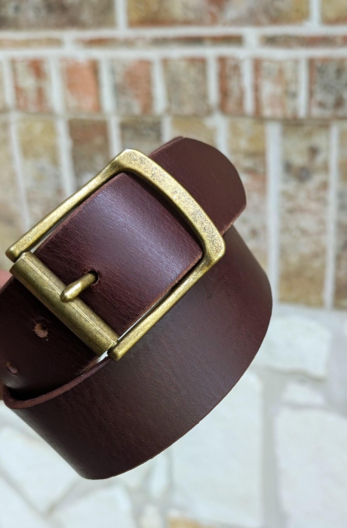 Dunham Antique Brass Roller Buckle Belt - Black