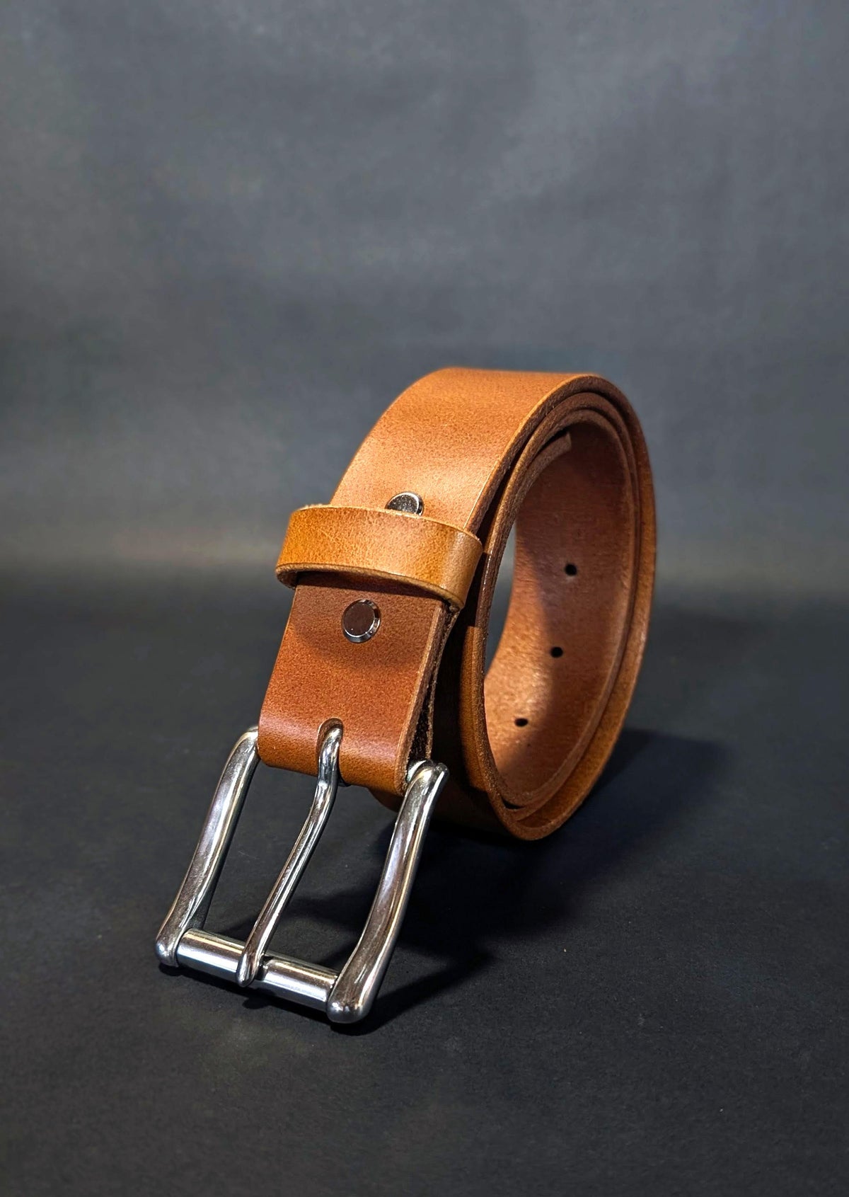 Stainless Steel Roller Buckle Belt - Dark Brown