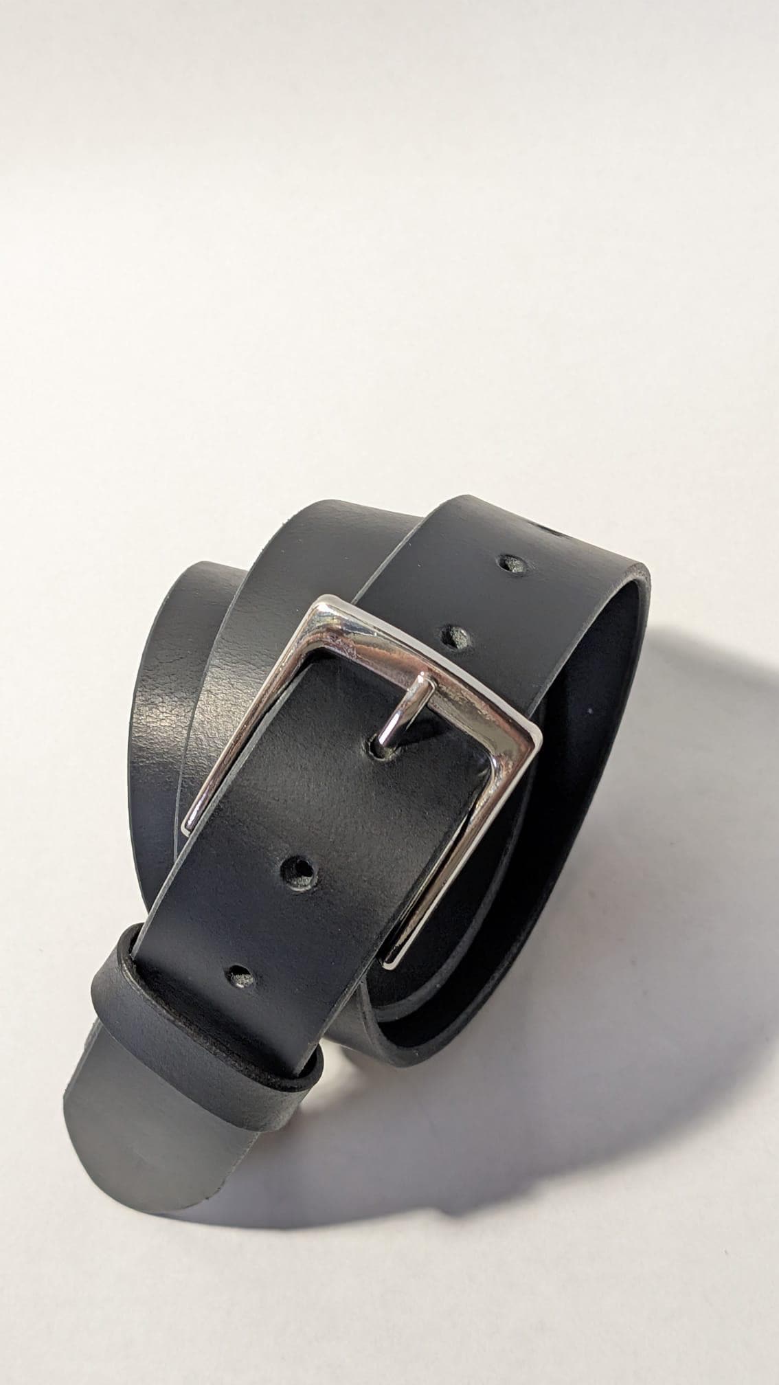 Formal Slim Leather Belt - Nickle Platted Brass Buckle (1-1/4 inch)