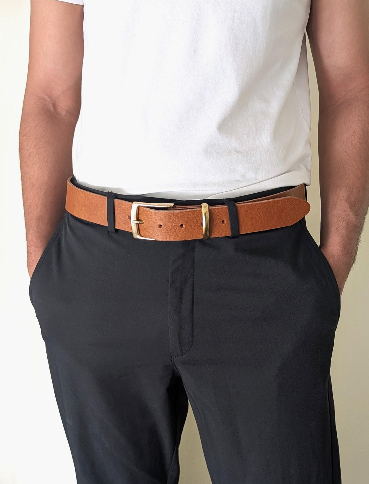 Formal Brass Buckle Belt - Espresso Brown (Metal Loop)