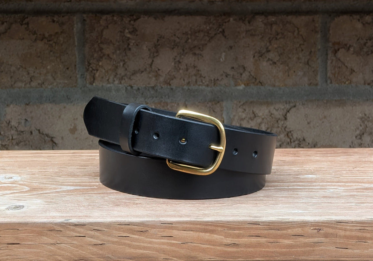 Brass Heel Buckle Belt - Espresso Brown