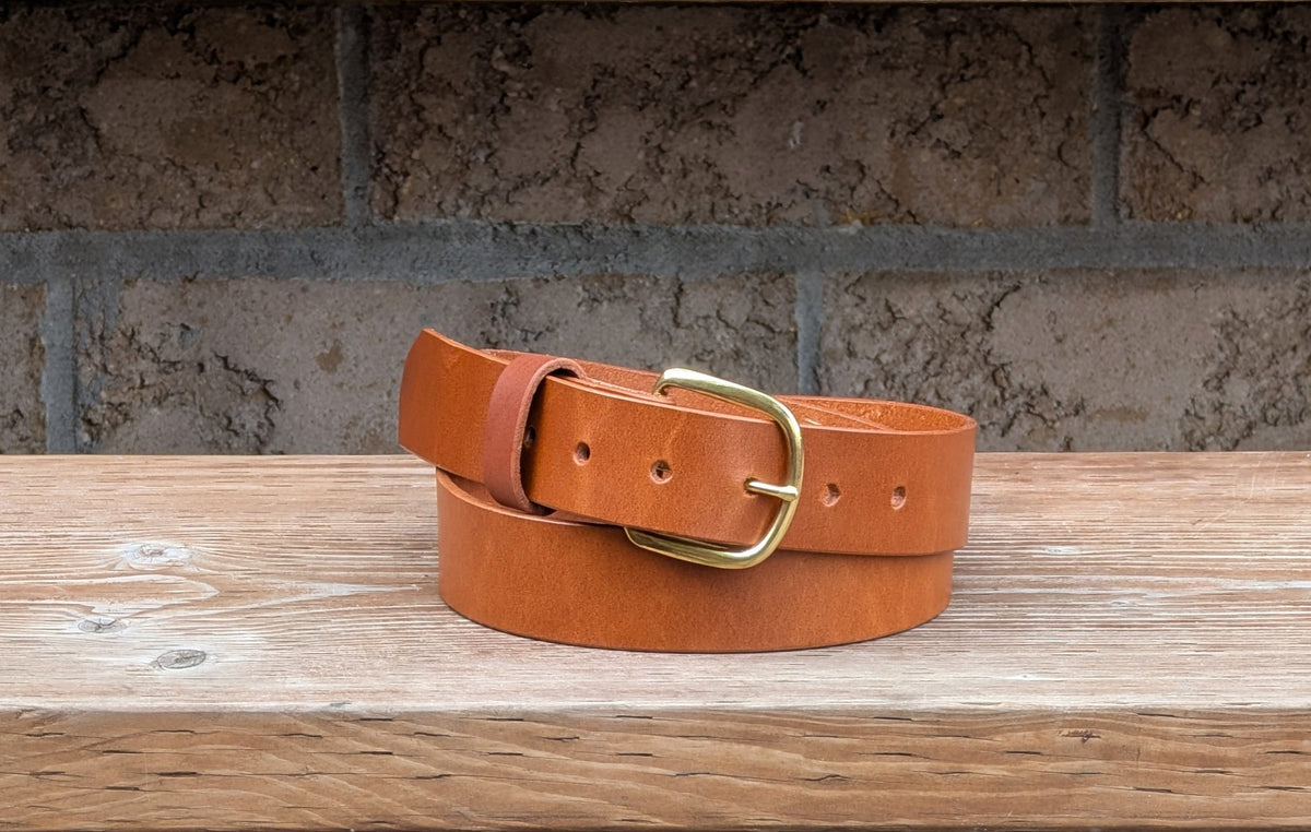 Brass Heel Buckle Belt - Espresso Brown