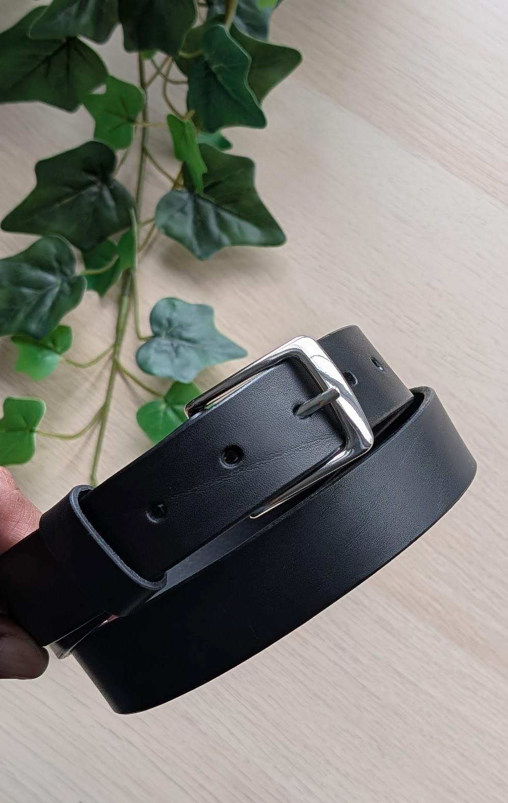 Formal Slim Leather Belt - Nickle Platted Brass Buckle (1-1/4 inch)