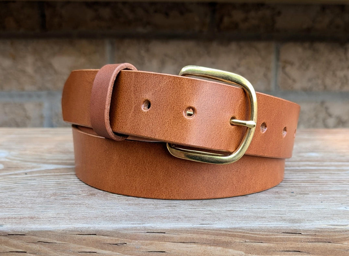 Brass Heel Bar Buckle - Saddle Tan