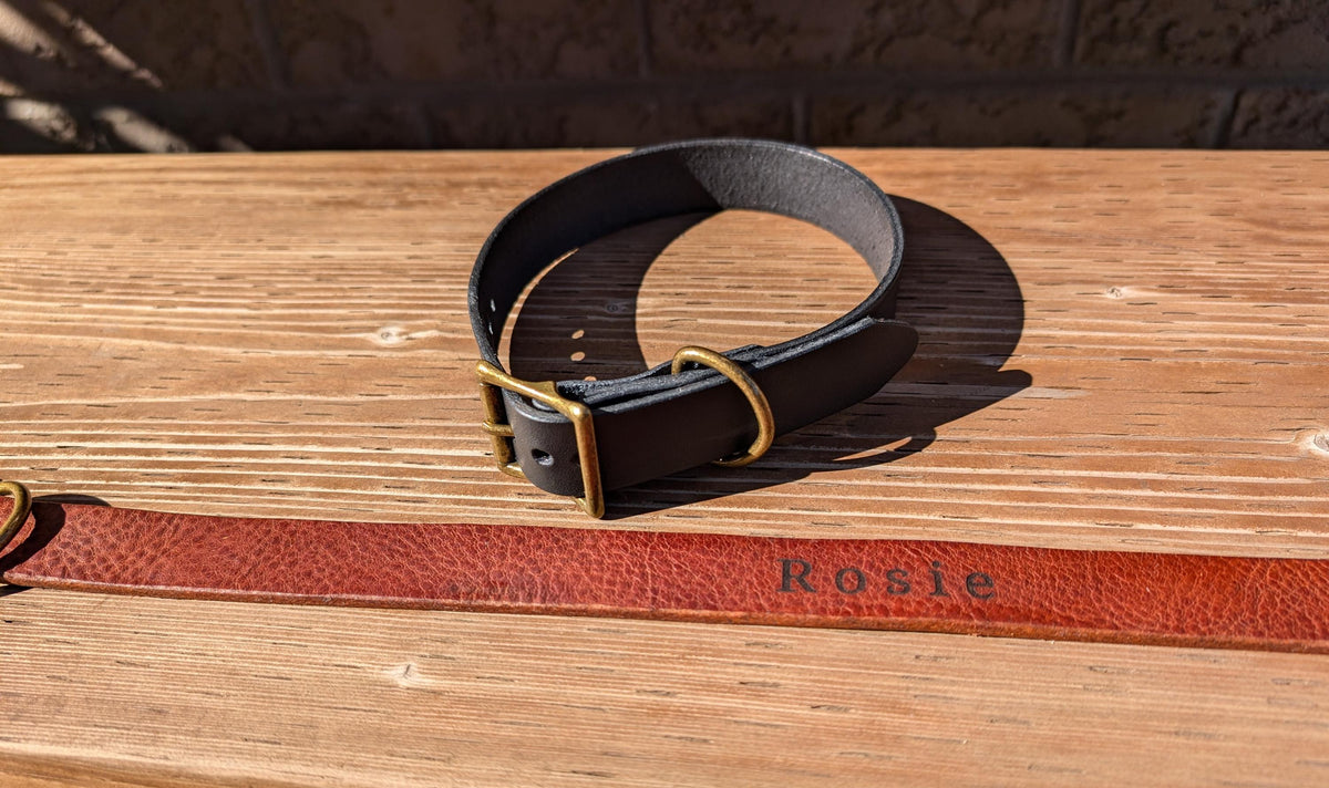 Full Grain Leather Dog Leash – 5 ft - Black with Nickle