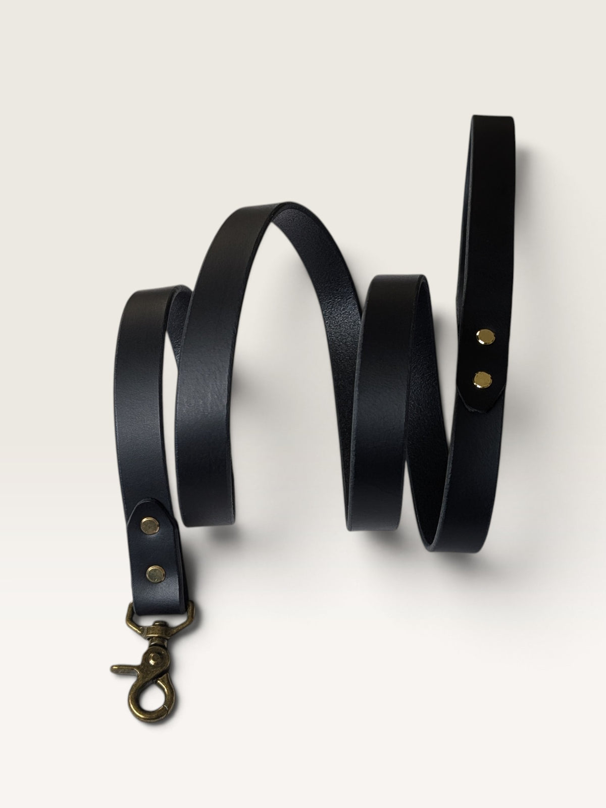 Full Grain Leather Dog Leash – 5 ft - Black with Nickle