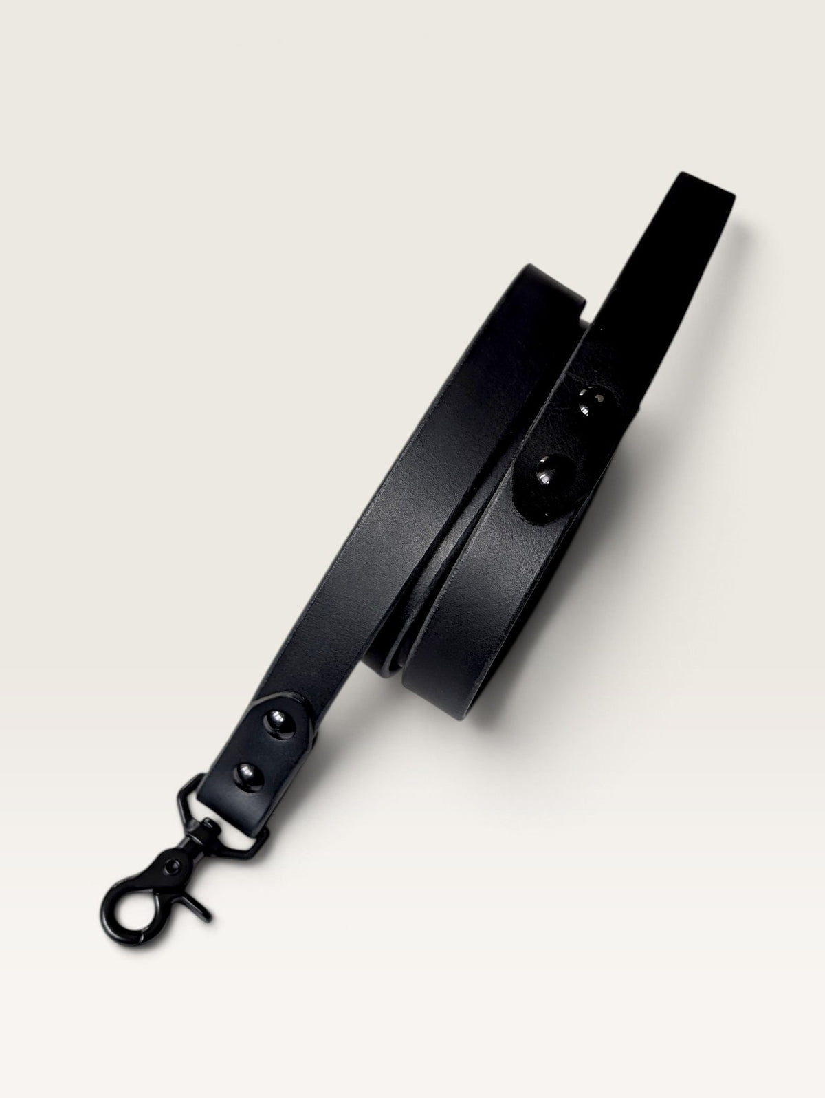 Full Grain Leather Dog Leash – 5 ft - Black with Nickle