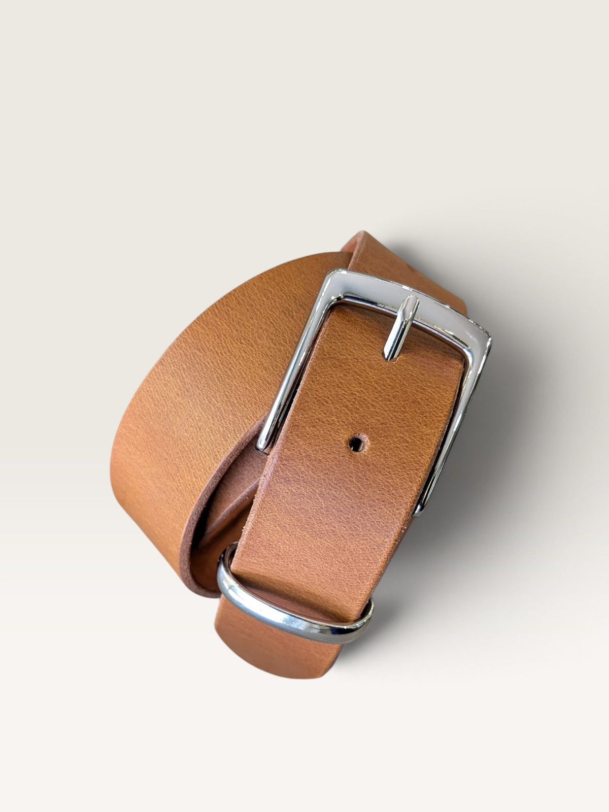 Formal Leather Belt - Nickle plated Brass Buckle with Metal Loop
