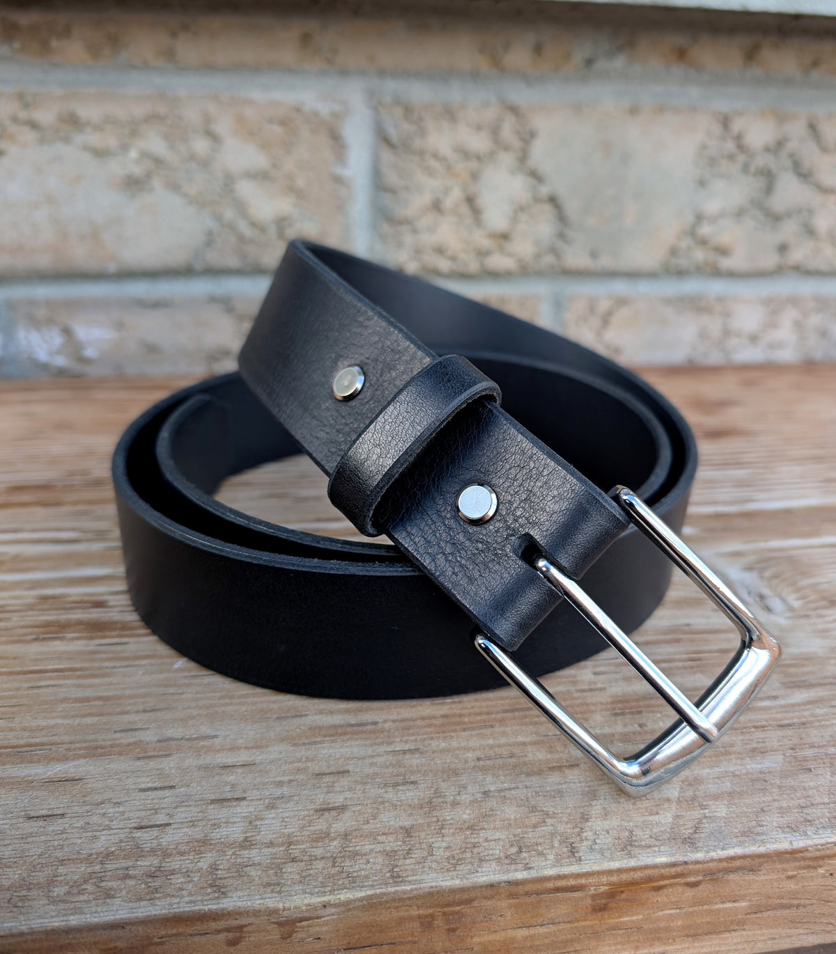 Formal Slim Leather Belt - Nickle Platted Brass Buckle (1-1/4 inch)