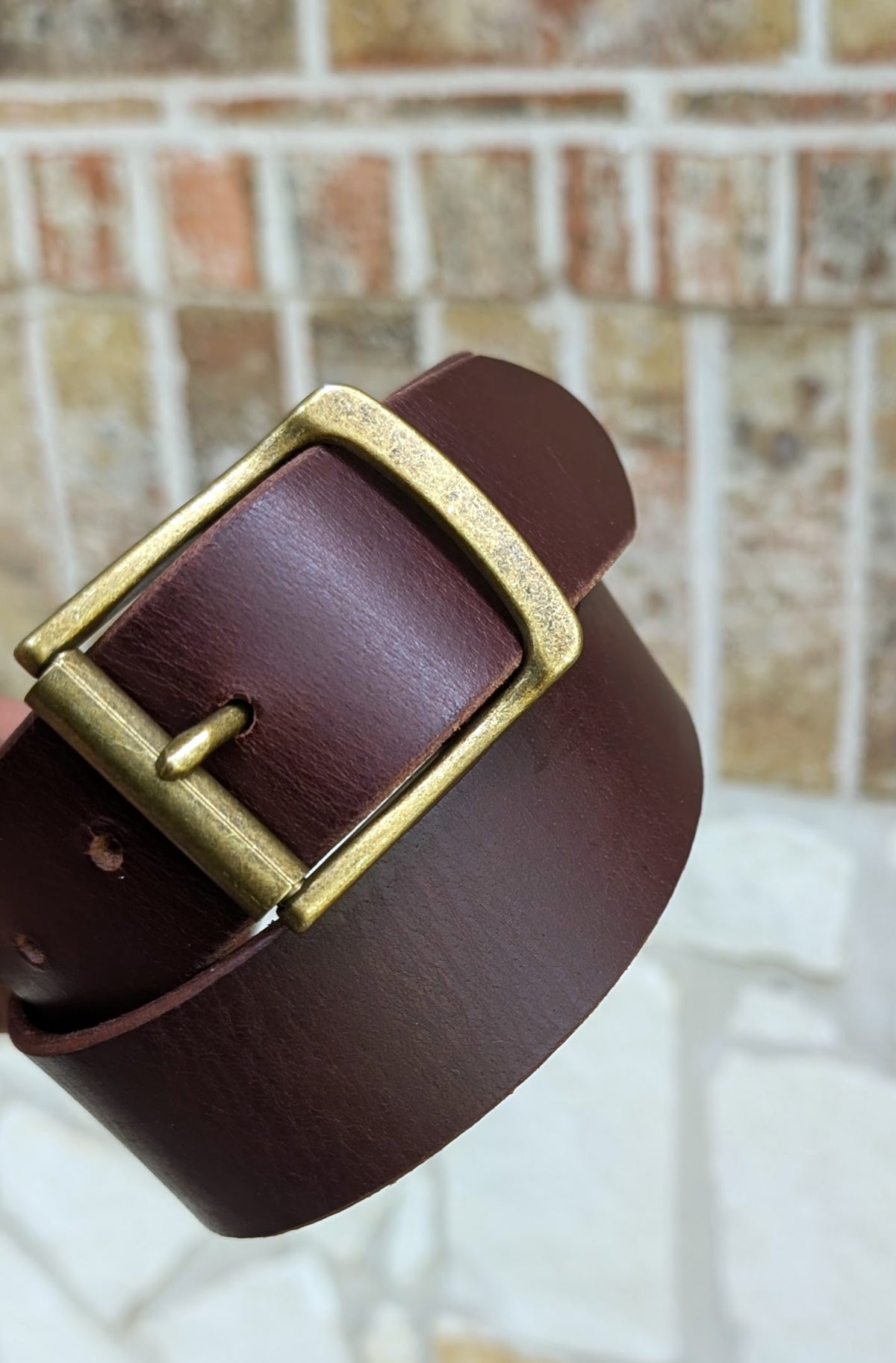 Dunham Roller Antique Brass Buckle Belt - Espresso brown