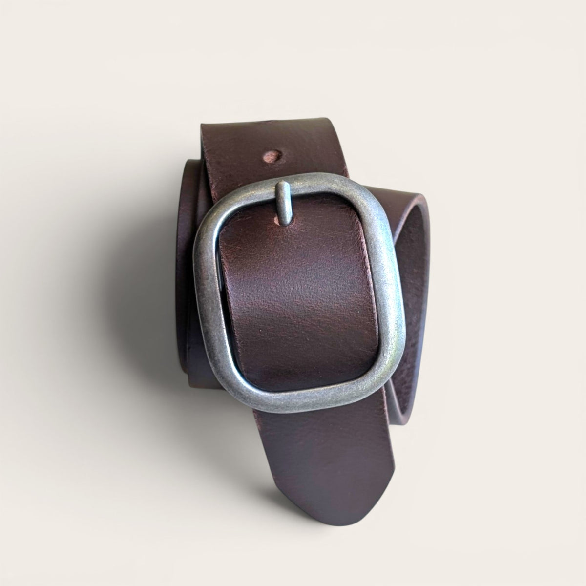 Oval Buckle Belt - Espresso with Antique Brass