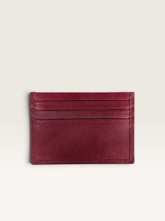 Leather Card Holder - Crimson Red
