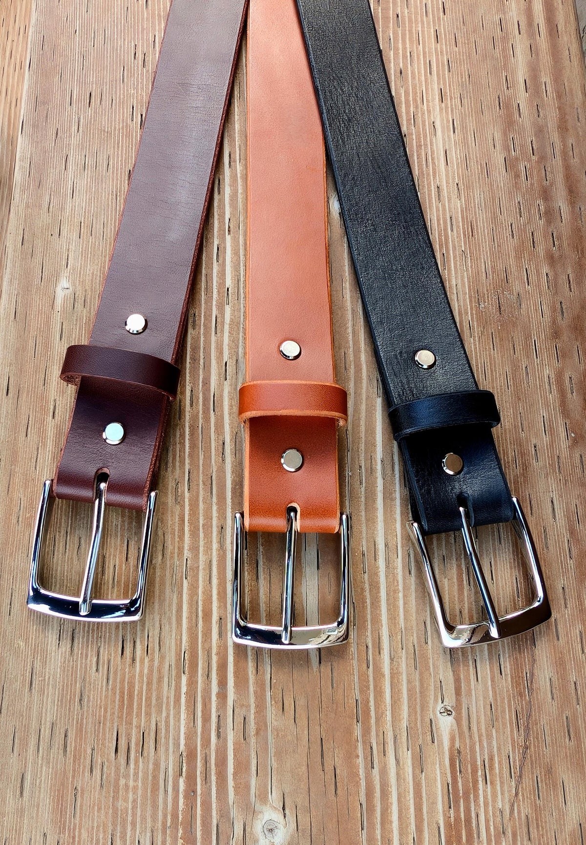 Formal Slim Leather Belt - Nickle Platted Brass Buckle (1-1/4 inch)