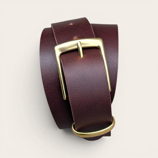 Formal Brass Buckle Belt - Espresso Brown (Metal Loop)