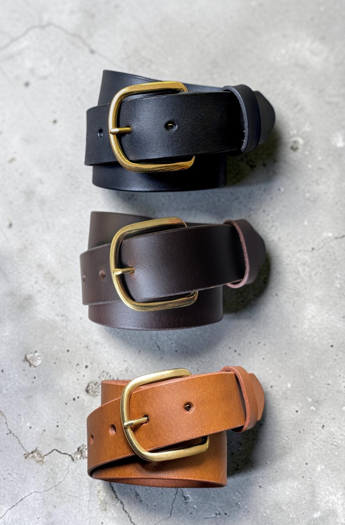 Brass Heel Buckle Belt - Espresso Brown