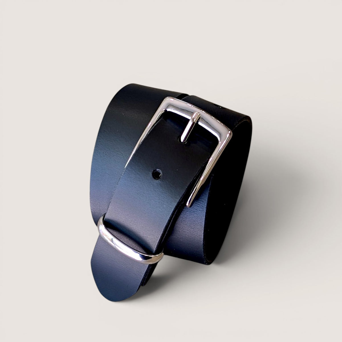 Formal Leather Belt - Nickle Plated Brass Buckle with Metal Loop