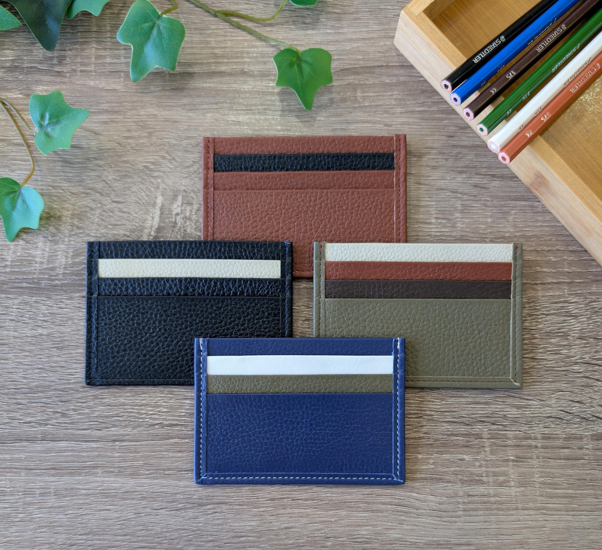 Leather Card Holder - Dark Woods