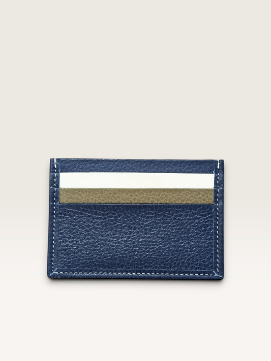 Leather Card Holder - Earth Blue