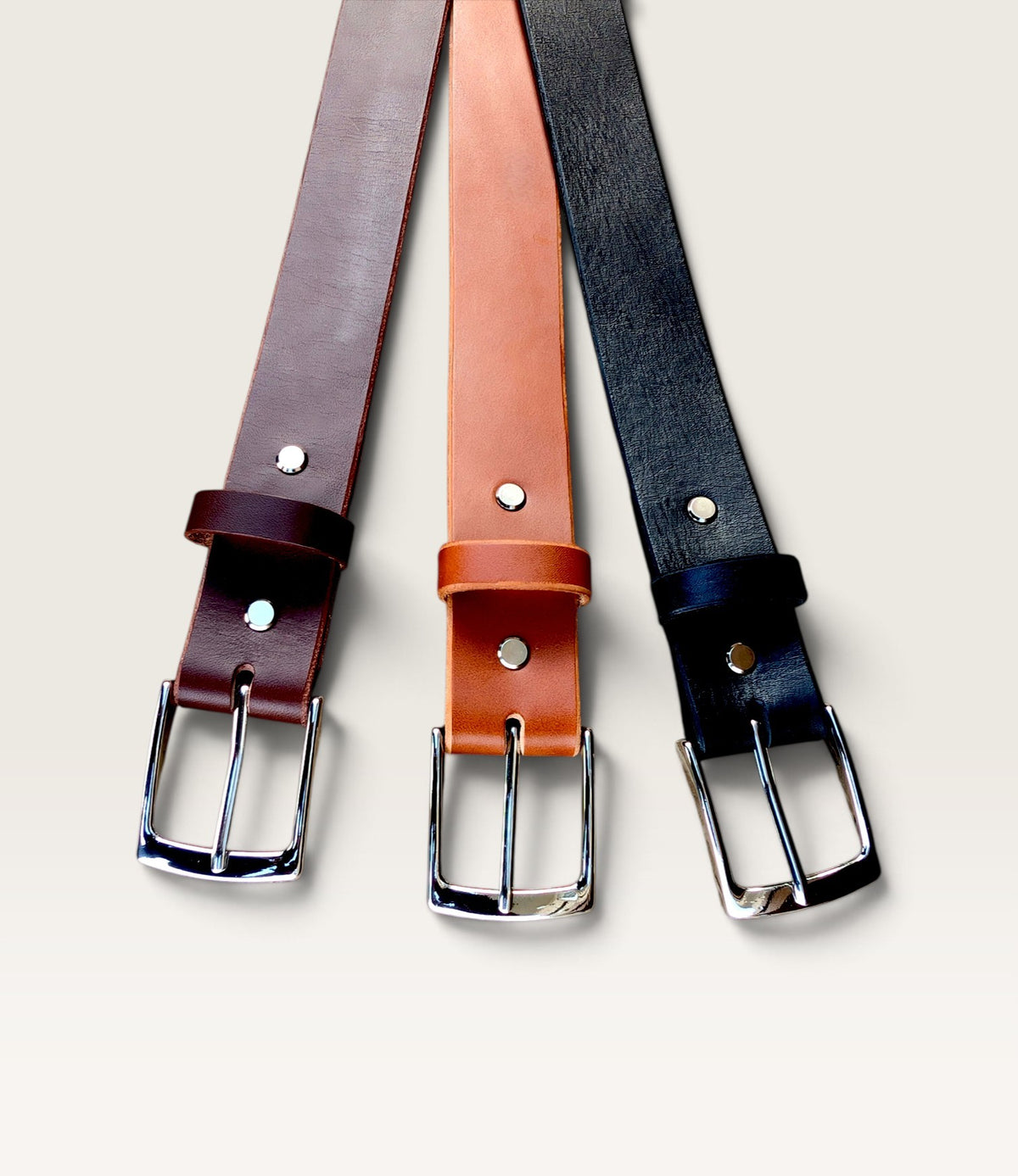 Dress Leather Belt - Nickle Plated Brass Buckle (1-1/2 inch)