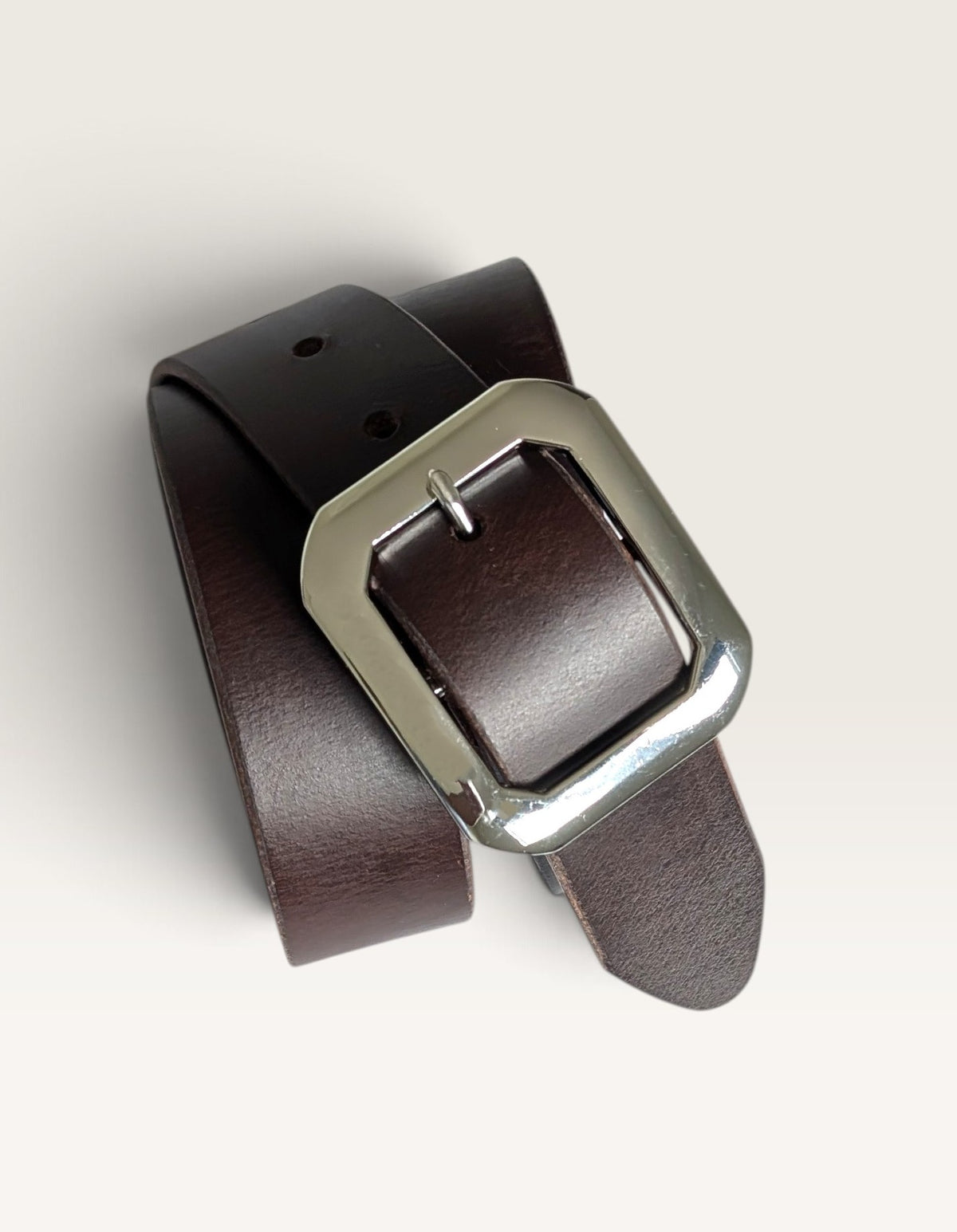 Statement Buckle Leather Belt - Black With Nickle