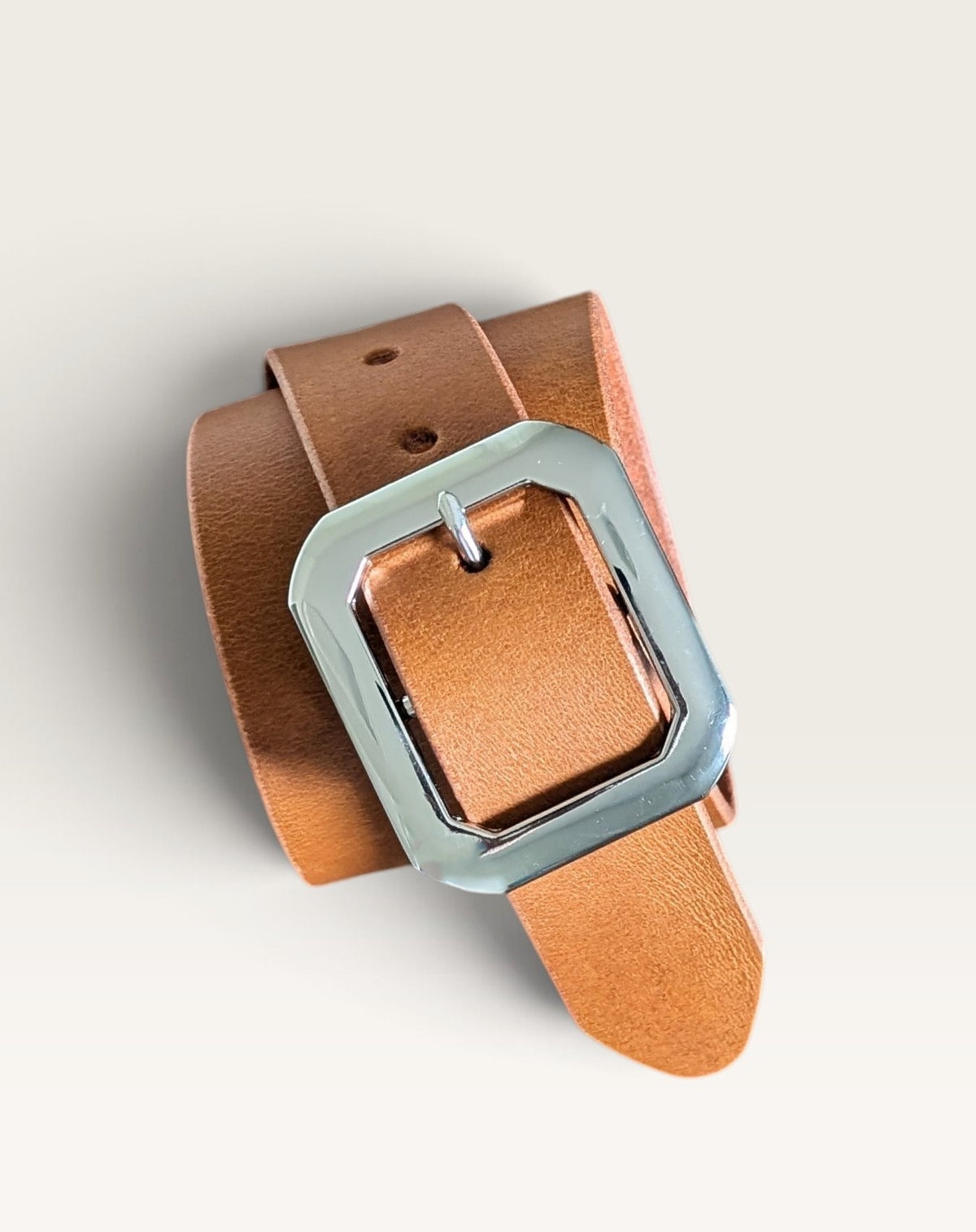 Statement Buckle Leather Belt - Black With Nickle