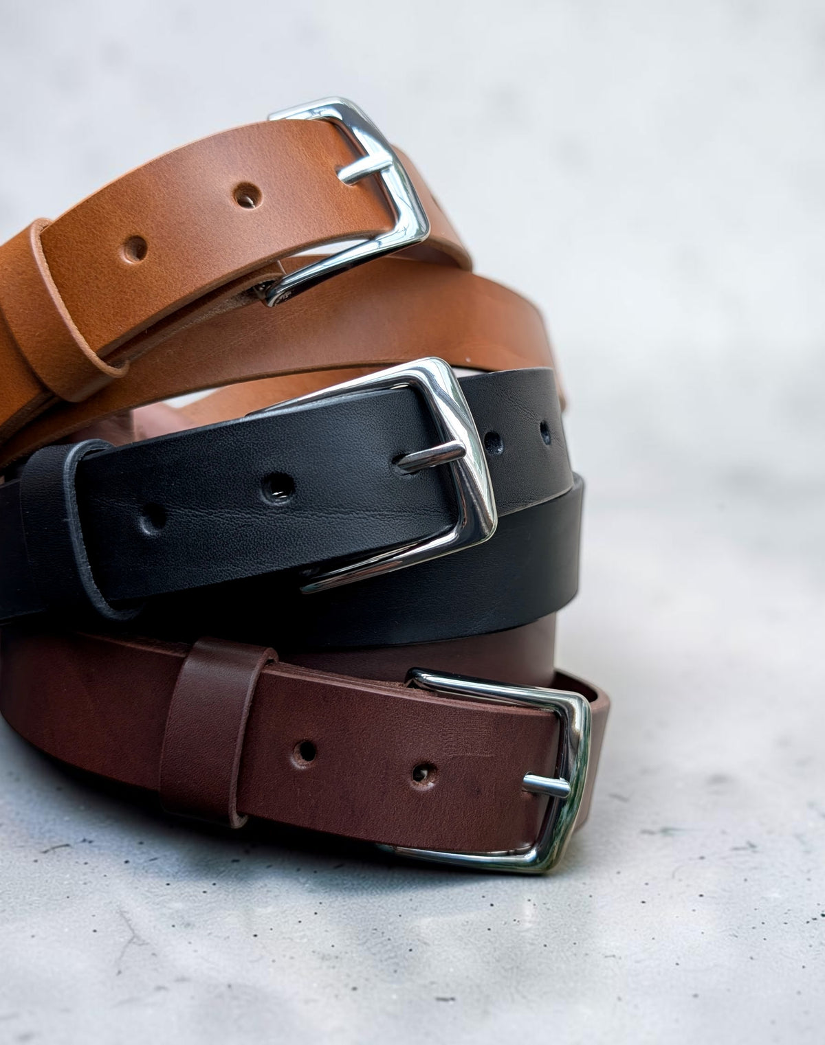 Dress Leather Belt - Nickle Plated Brass Buckle (1-1/2 inch)